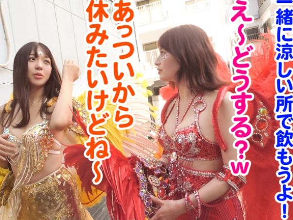 【素人ナンパ】サンバ帰りの23歳と25歳の美女2人組をホテルに誘ってヤリまくる中出し4P乱交セックス！